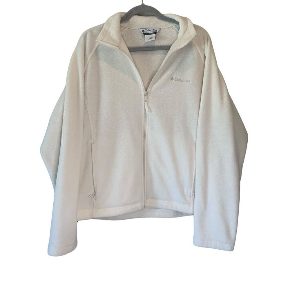 Columbia White Fleece Zip-Up. XL